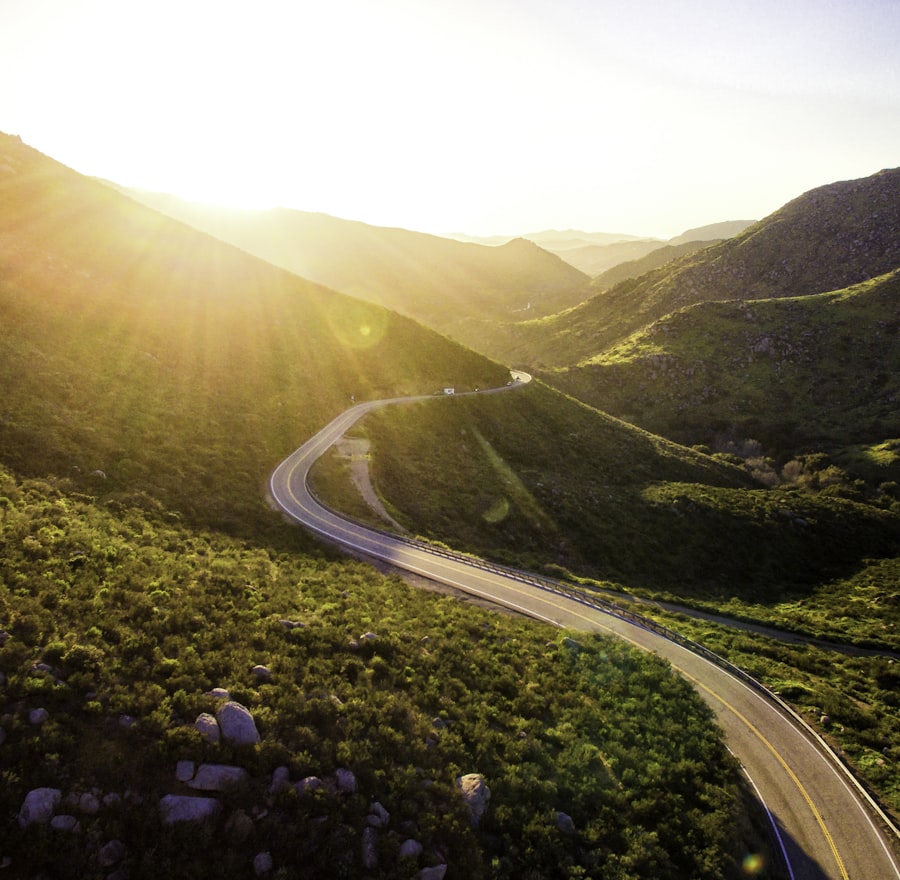 Sunrise over open hills